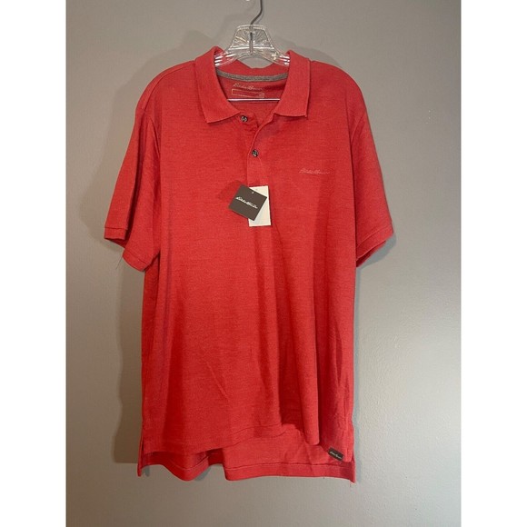 NWT Eddie Bauer Polo Shirt Men's Size Large L Short Sleeve Orange - Picture 1 of 5